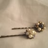 Vintage Aurora Borealis/Pearl Hair Pins/Bobby Pins