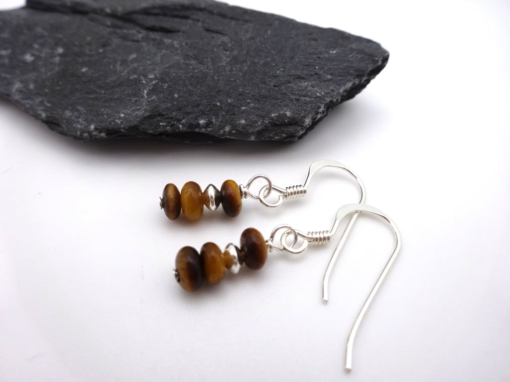 tigers eye gemstone earrings