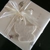 Porcelain Baby Pram  (cream) Gift Tag