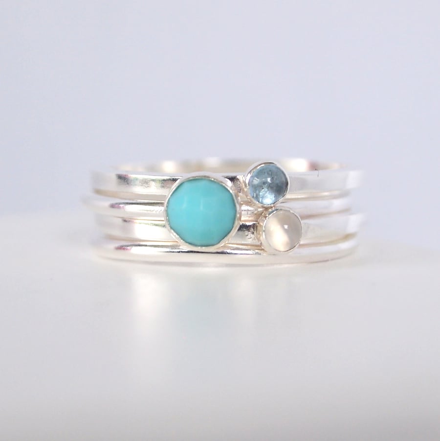 Personalised Mother's Birthstone Ring Set, Family Birthstone Stacking Ring Set