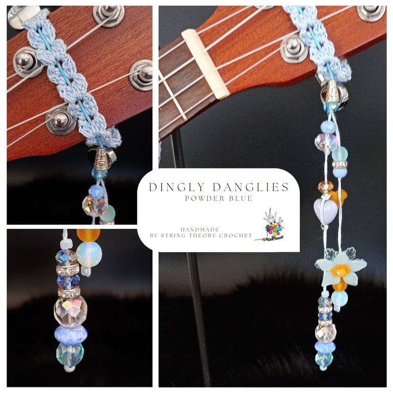 Powder Blue Dingly Dangly   Ukulele Headstock Wrap
