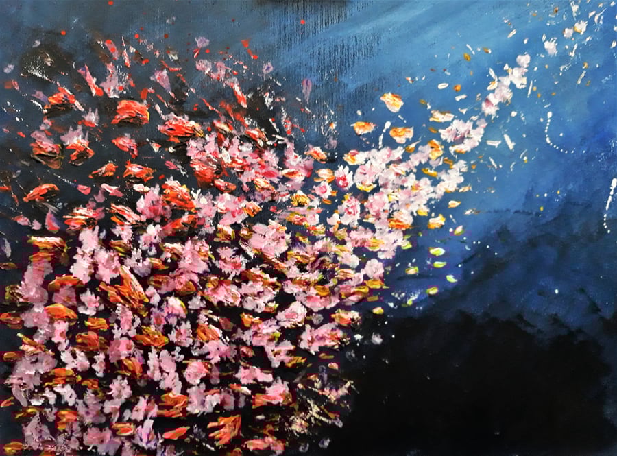 Original Flower Painting, Abstract Acrylic on Canvas