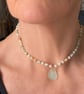 Seaglass and Amazonite delicate necklace  Ref R20 - Image 2