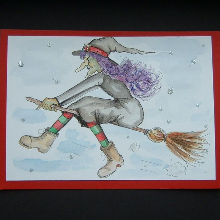 7x5" cartoon art painting original witch ref 152