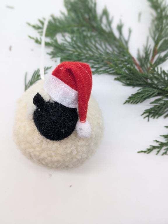 Needle felted sheep Christmas tree decoration