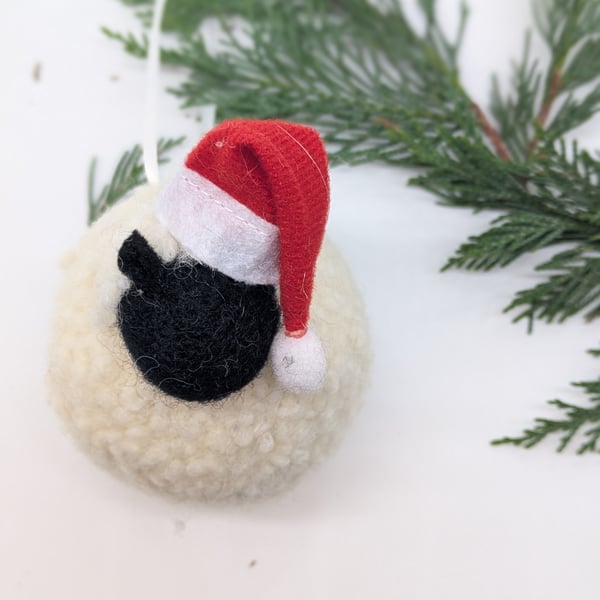 Needle felted sheep Christmas tree decoration