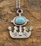 New Horizons Viking Ship Pendant with Larimar - Image 1