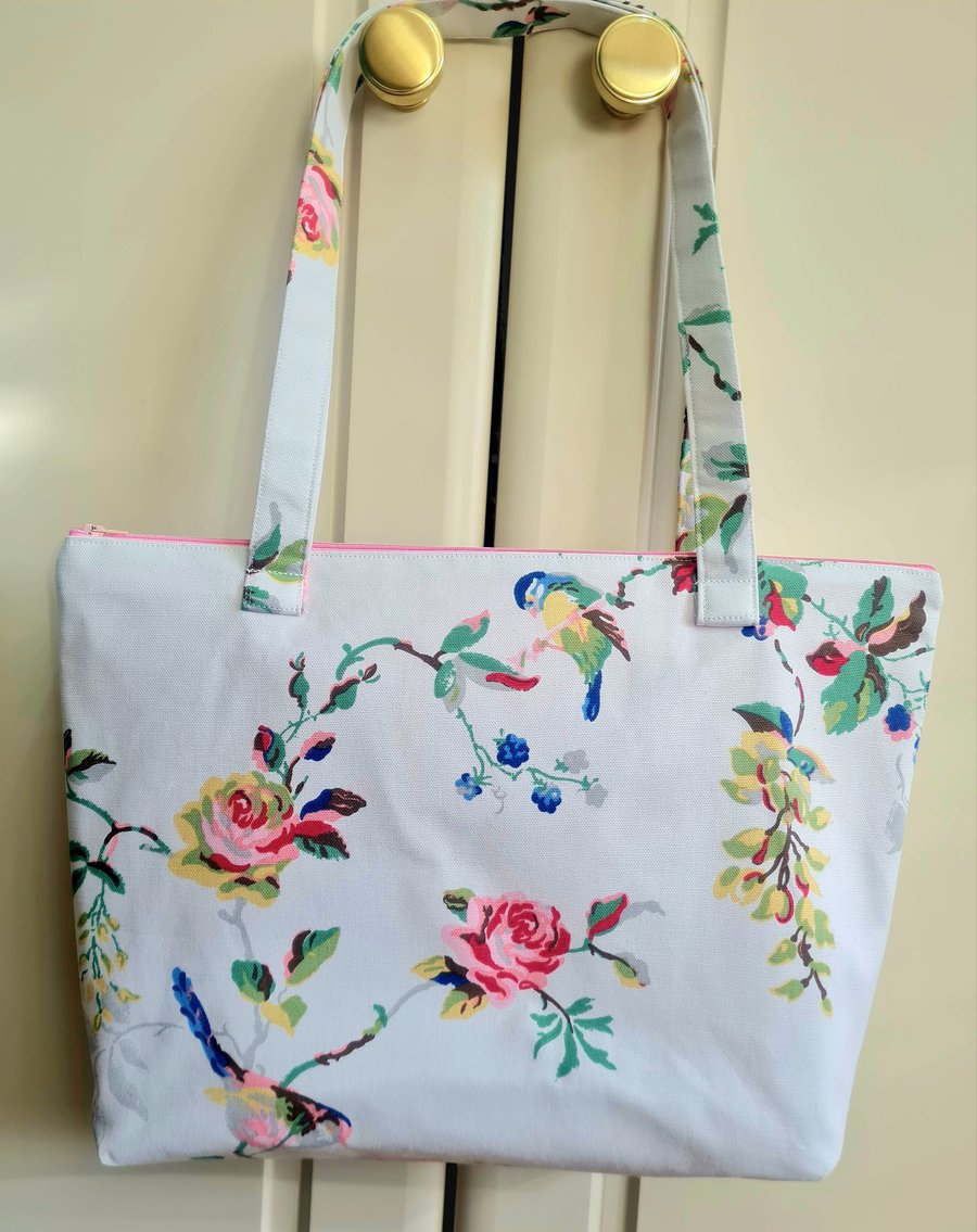 Handbag made in Cath Kidston Birds and Roses fabric
