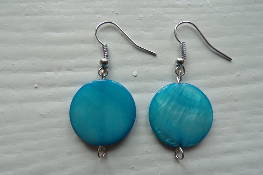 Shell Earrings, Blue Shell Earrings