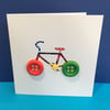 Bicycle Card with Button Wheels - Bike Greeting Card - Cycling Card