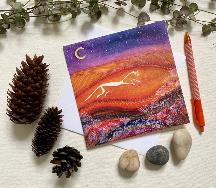 Uffington White Horse blank greetings card
