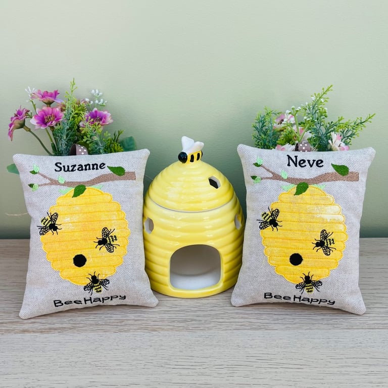  Beehive Bee Skep Linen Lavender Bag Personalised Gift Bee Happy