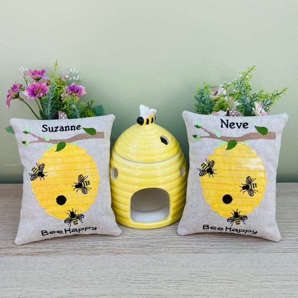  Beehive Bee Skep Linen Lavender Bag Personalised Gift Bee Happy