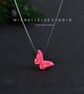 Pink Butterfly With 925 Sterling Silver Necklace - Image 1
