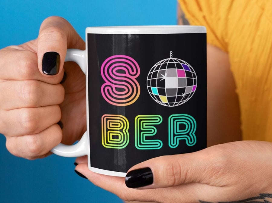 Sober Disco Ball 11oz15oz mug, Sobriety gift for women, AA sober anniversary gif