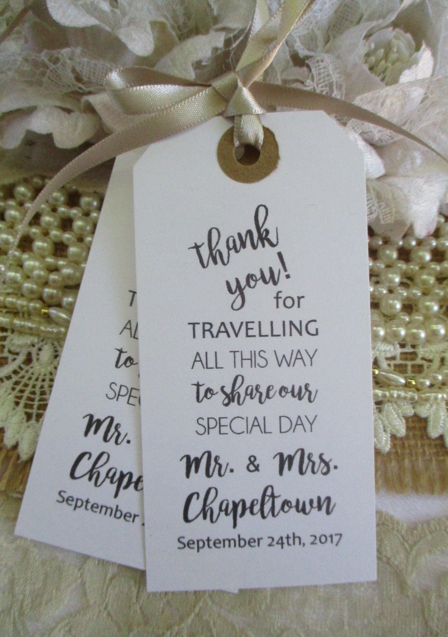Thank You for Travelling To Share Our Special Day - Personalized Wedding Favors 