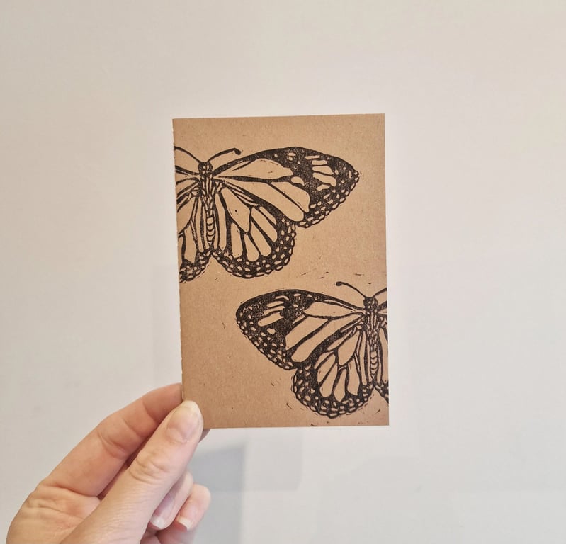 Butterfly Lino Printed Pocket Notebook