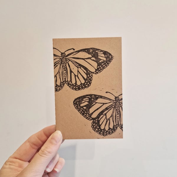 Butterfly Lino Printed Pocket Notebook