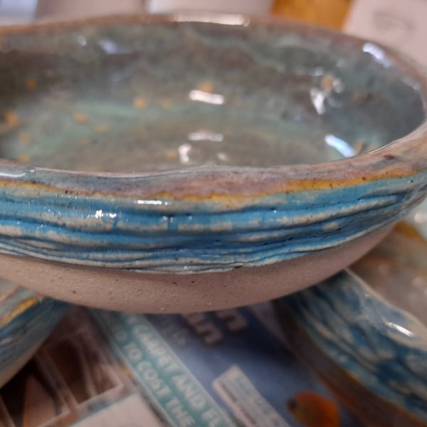 Ceramic layered textured bowl