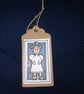 Quirky art ,cute christmas illustrated angels, set of 5 handmade christmas tags