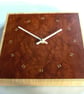 Square Wooden Wall Clock, handmade in Burr Madrona, Sycamore and Old Ebony. - Image 5