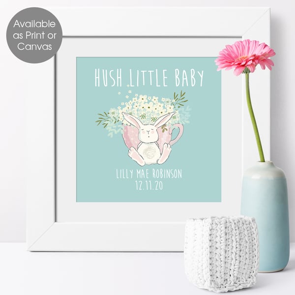 Hush Little Baby personalised nursery print, gift for baby