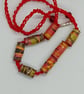 Cocoa Spice Paper Bead Red Cord Necklace  - Image 3