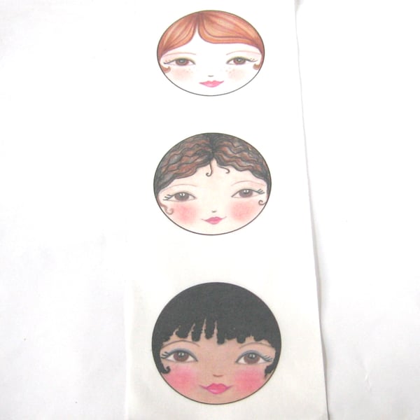 Babushka doll faces set of 3 - Amelia Jane, Rosa and Marva 