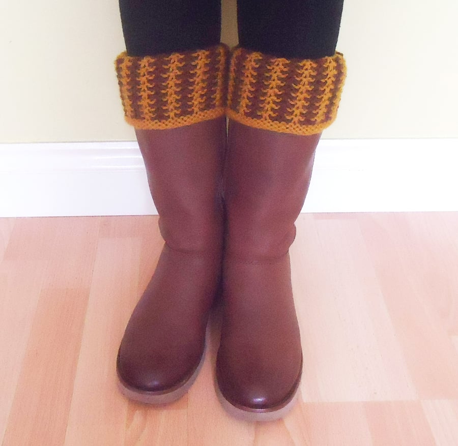 Hand Knit Boot Cuffs, Boot Toppers, Knit Legwarmers