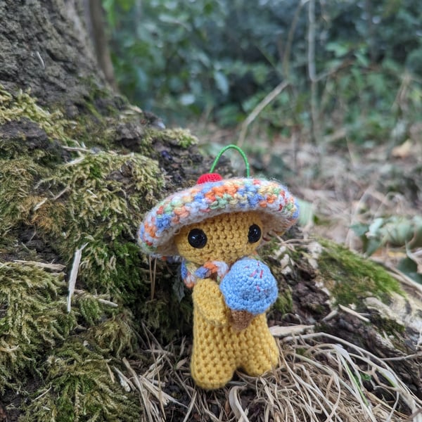 Ice Cream themed Mushroom Friend (Crochet)