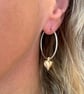 Gold Heart Charm Sterling Silver Hoop Earrings 