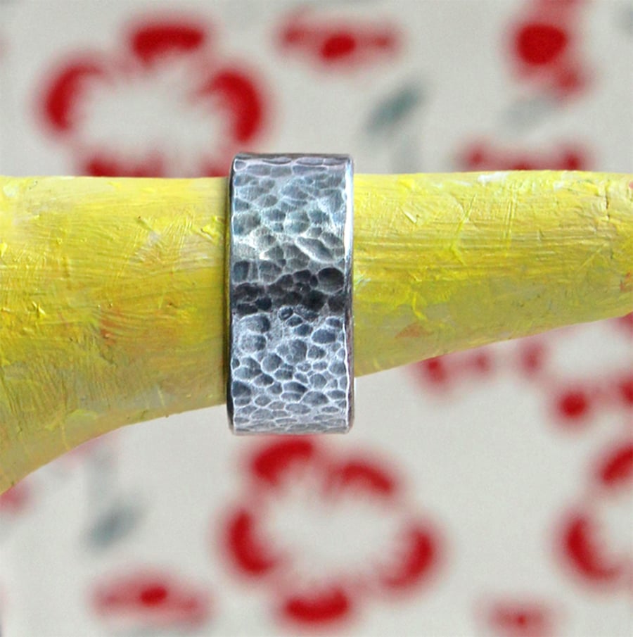 Silver Ring  - Handmade Textured Sterling Band - Made to Order 