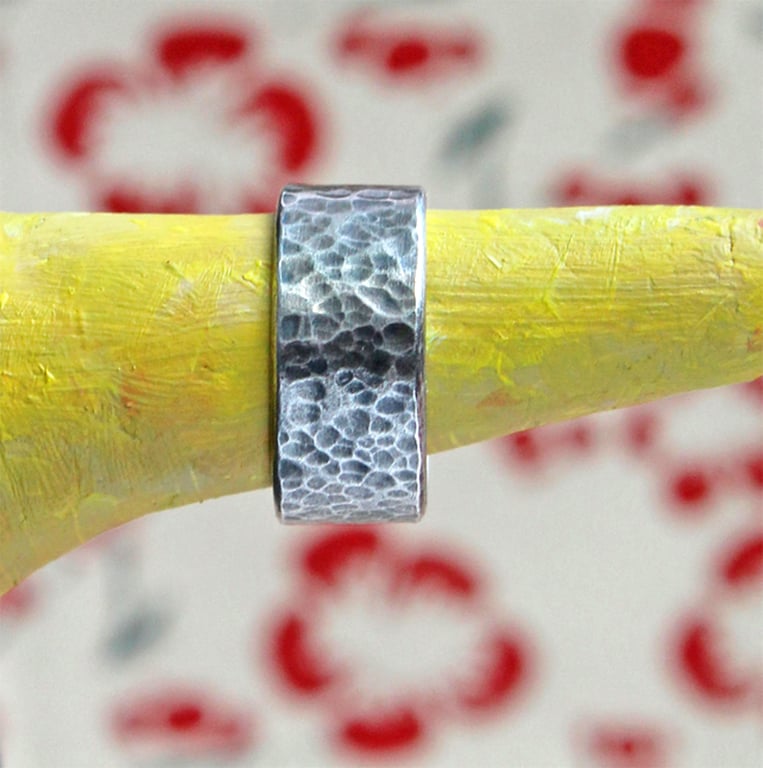 Silver Ring  - Handmade Textured Sterling Band - Made to Order 