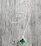 Genuine Malachite Lucky Four Leaf Clover Sterling Silver Necklace 18 Inch - Image 6