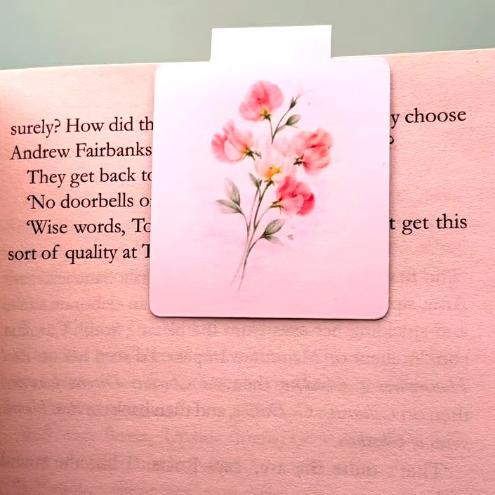 Sweet Pea Magnetic Bookmark, Handmade Botanical Bookmark Gift for Readers.