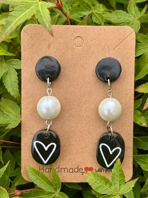 Beautiful Bead and Heart Drop Earrings
