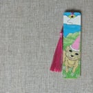 The Puppy Hand Painted Wooden Bookmark - Original Acrylic Art