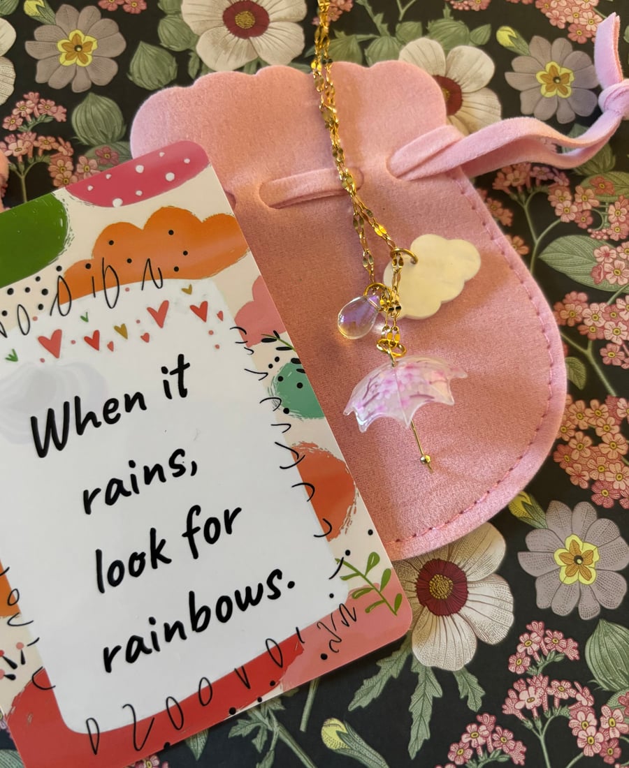 Rainy day necklace with umbrella 