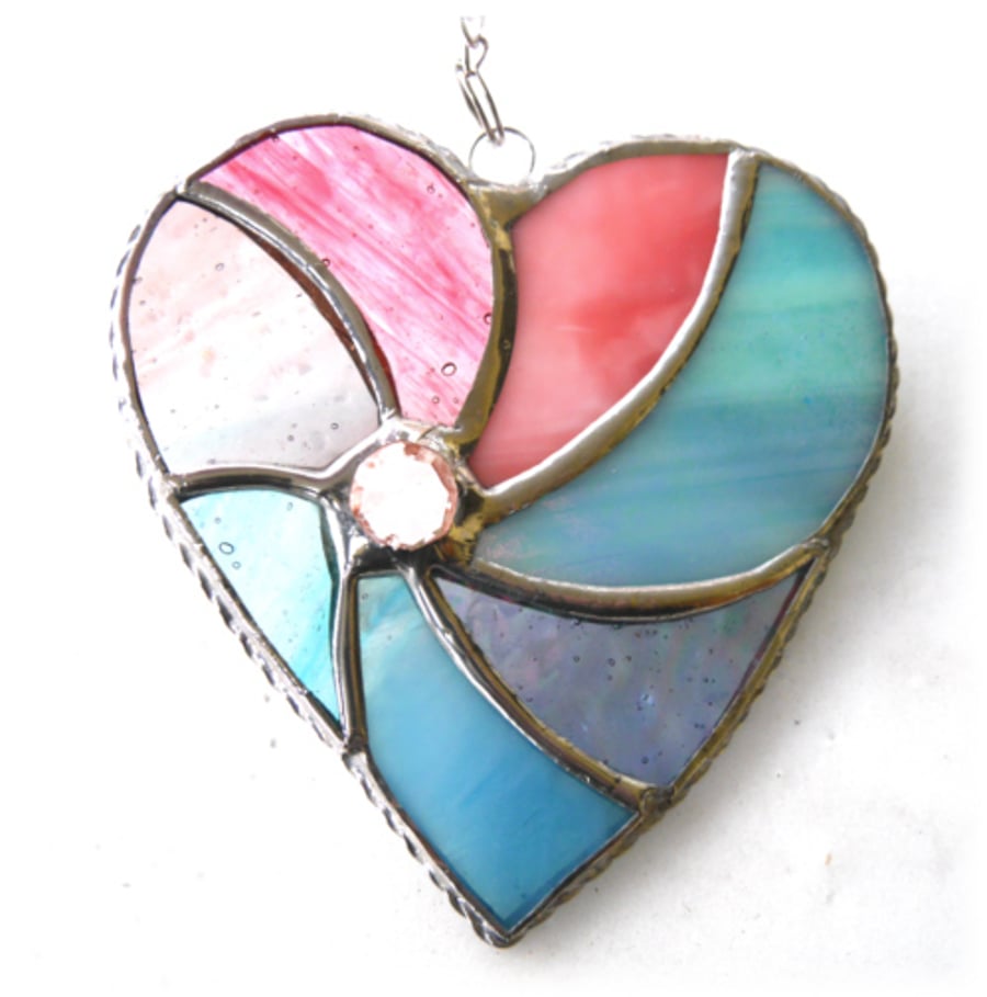 RESERVED Pastel Swirl Heart Stained Glass Suncatcher 108
