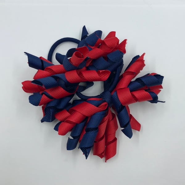 3 inch Navy and Red Curly Corkers on Elastics (pair)