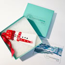 Snowman Tree Decoration-Red-Fused Glass