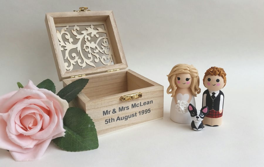 Cute Wedding Anniversary Gift Bride and Groom People Cake Toppers