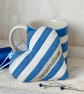 BLUE AND WHITE STRIPED HEART DECORATION - lavender or padded - midi size - Image 4