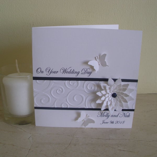Floral Butterfly Personalised Wedding Card - Congratulations- Marriage