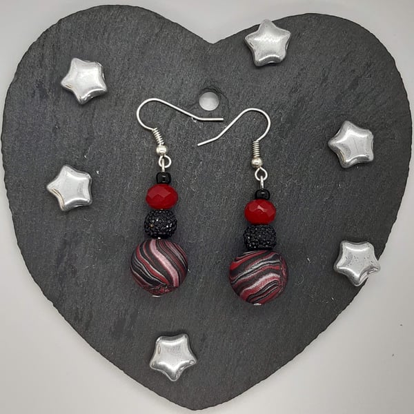 Festive polymer clay dangly earrings