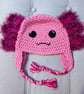 Crochet Axolotl hat, winter novelty hat, newborn, child, toddler, adult sizes