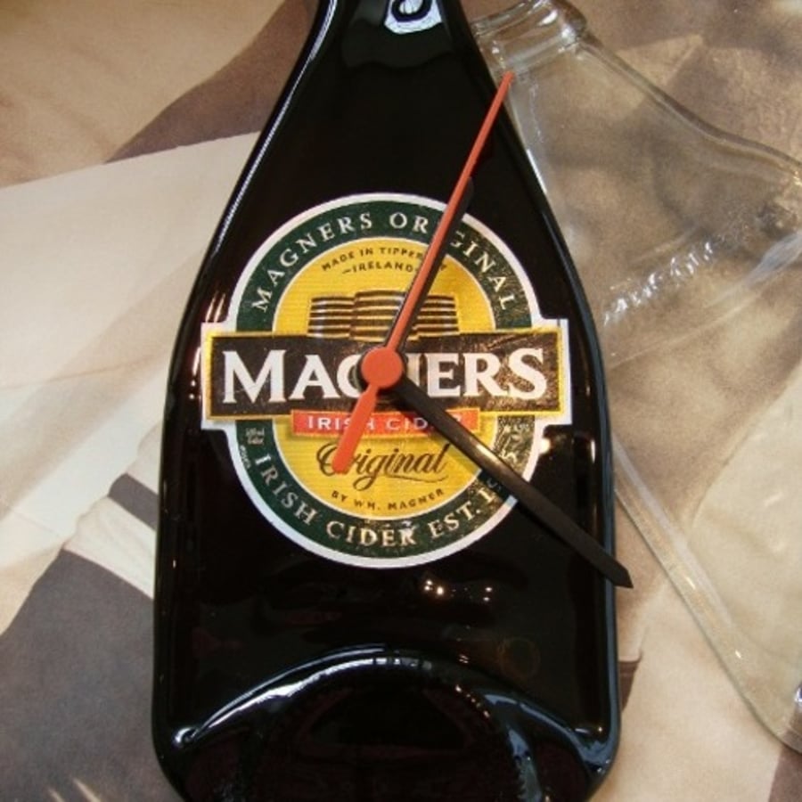 fused glass bottle clock