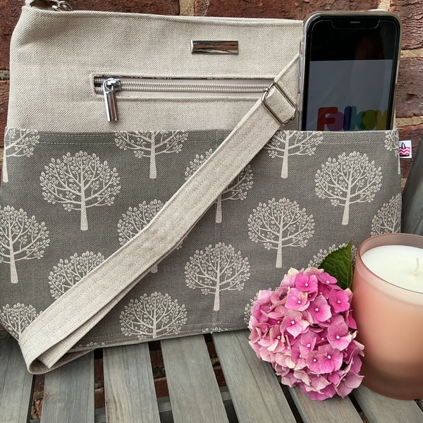 Grey Mulberry Trees Organiser Shoulder Bag