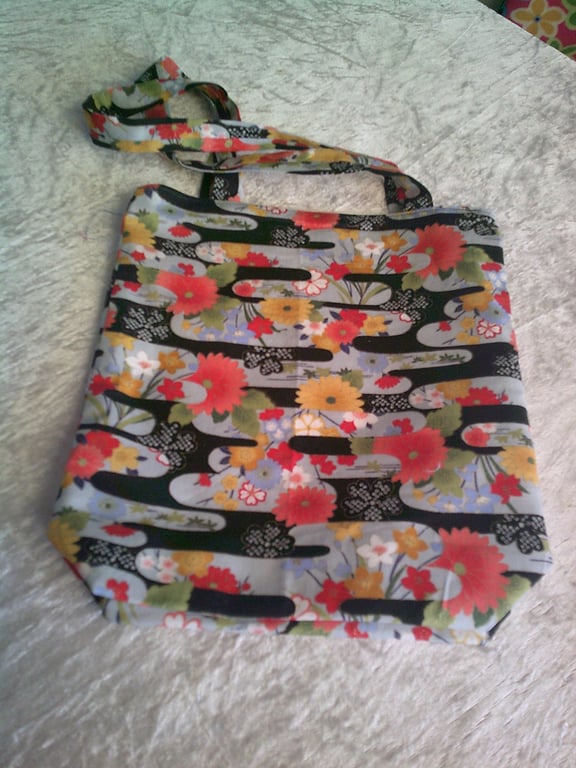 Japanese Style Black and Grey Striped Project Bag