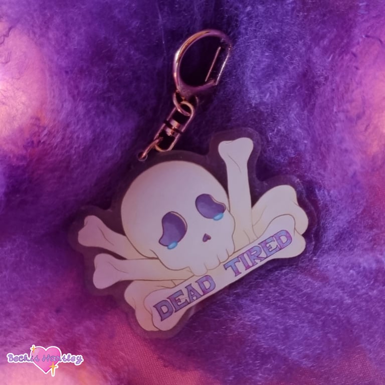 Dead Tired Keychain - Double Sided Keychain - Gifts, Accessories